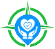 A blue and green compass with a heart and hands symbol at the center.