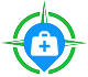 Medical cross inside a compass symbol.