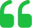 Green quotation mark symbol on a white background.